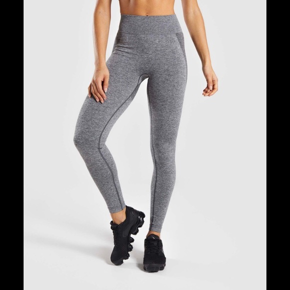 Gymshark High Waisted Flex Leggings - Grey/Pink -S - Picture 2 of 6